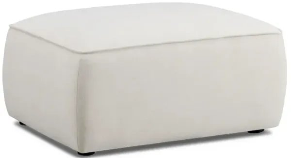 Travie Sand Upcycled Linen Ottoman
