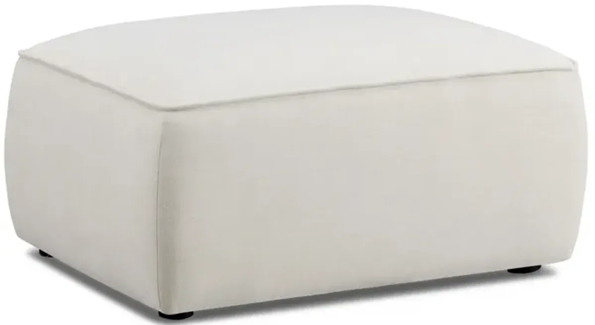 Travie Sand Upcycled Linen Ottoman