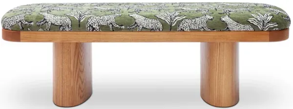 Ollie Olive Green Leopard Jacquard Bench