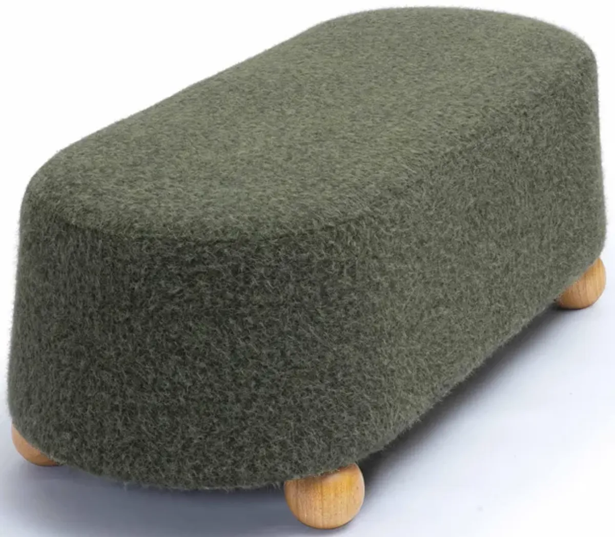 Jaine Forest Green Loose Mohair Large Ottoman