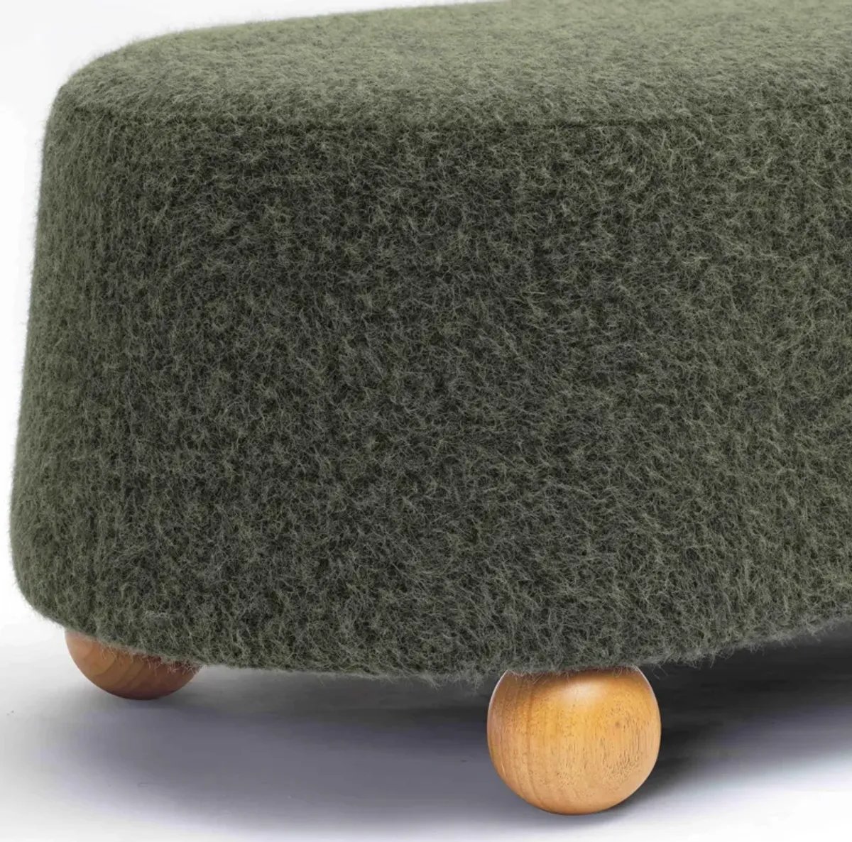 Jaine Forest Green Loose Mohair Large Ottoman