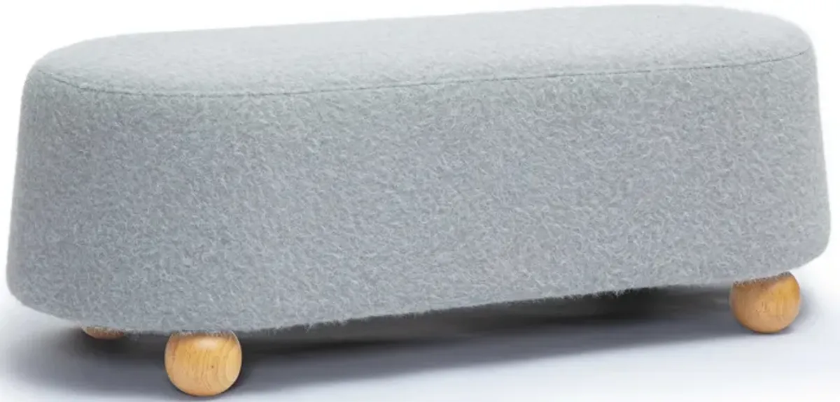 Jaine Stone Grey Loose Mohair Large Ottoman