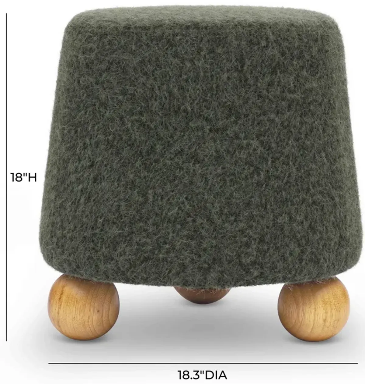 Jaine Forest Green Loose Mohair Ottoman