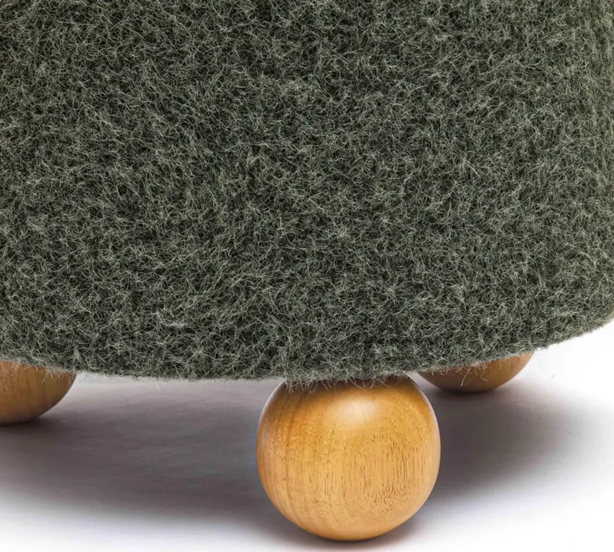 Jaine Forest Green Loose Mohair Ottoman