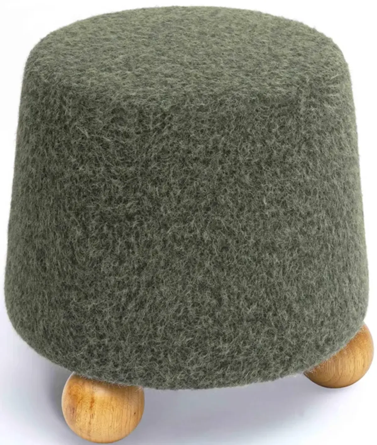 Jaine Forest Green Loose Mohair Ottoman