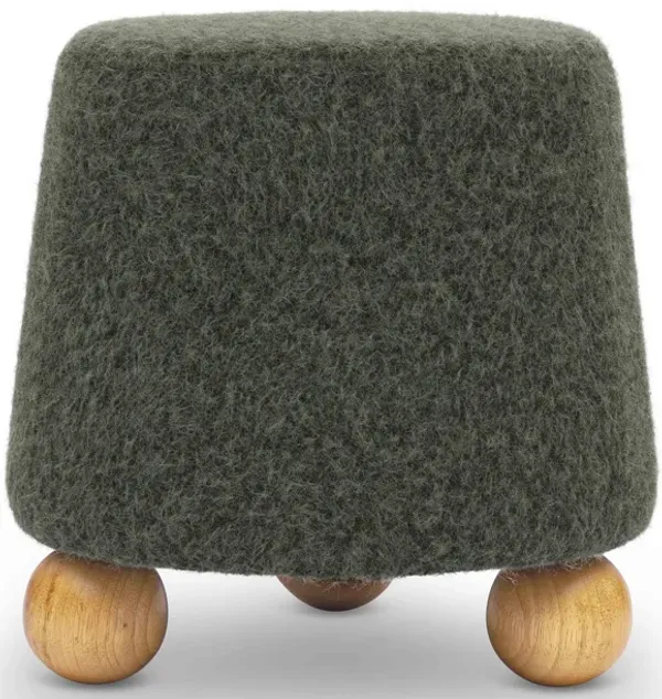 Jaine Forest Green Loose Mohair Ottoman