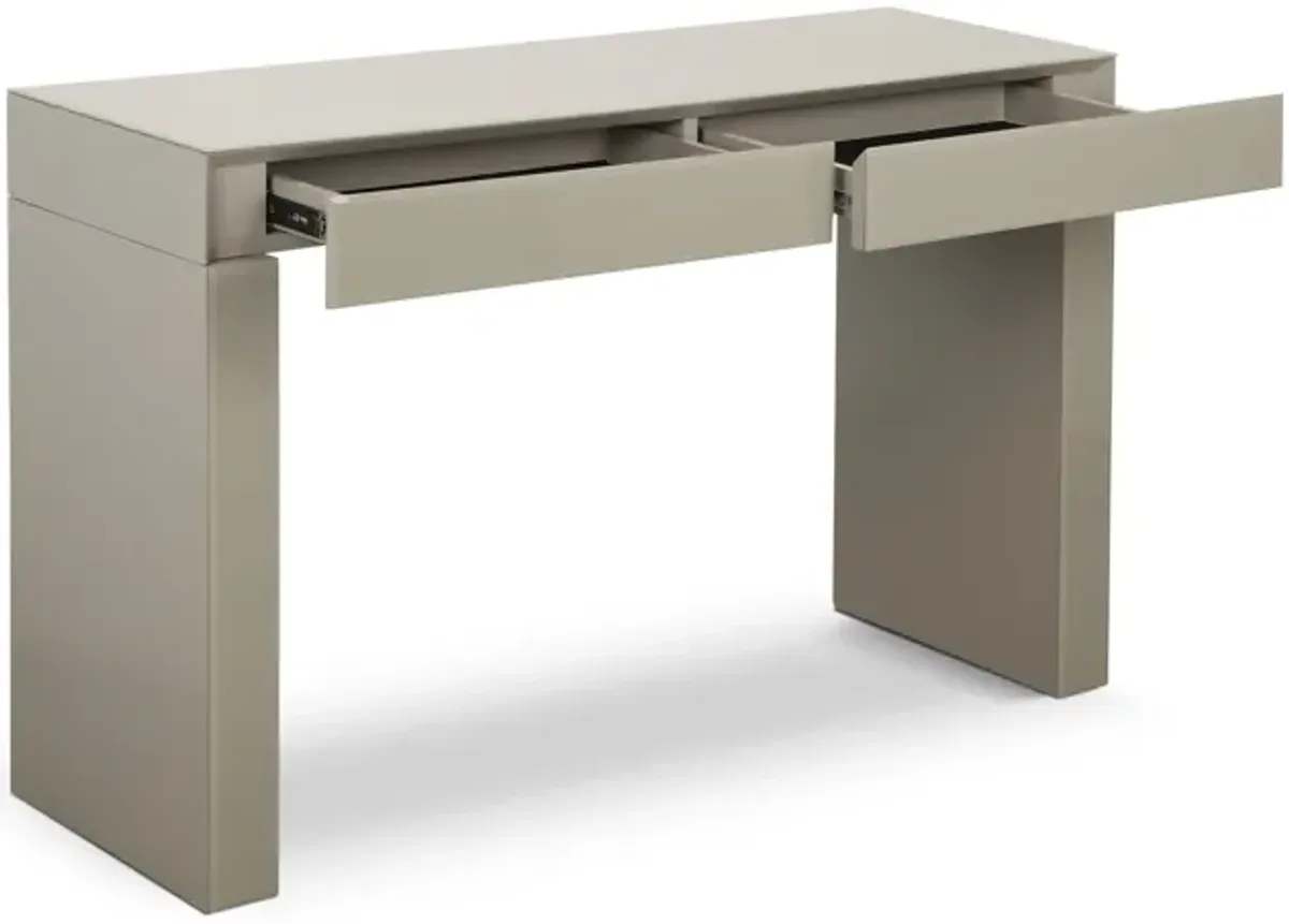 Raya Warm Grey Glass Console Desk