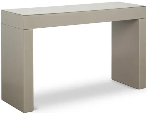 Raya Warm Grey Glass Console Desk