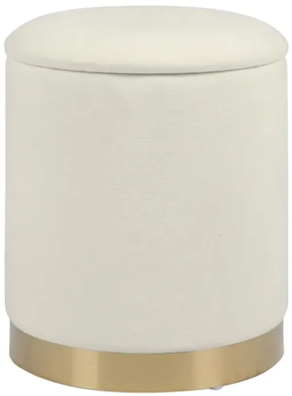 Zoe Cream Chenille Storage Ottoman