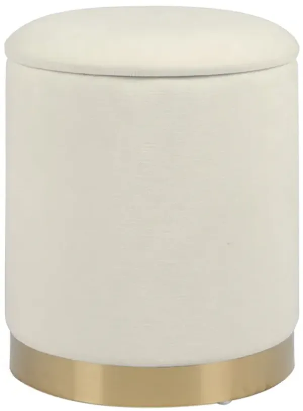 Zoe Cream Chenille Storage Ottoman
