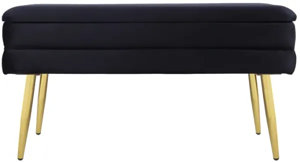 Ziva Black Velvet Storage Bench