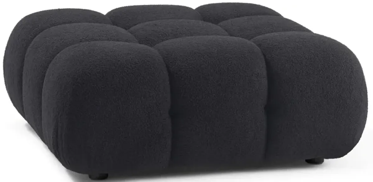 Calliope Black Vegan Shearling Modular Ottoman