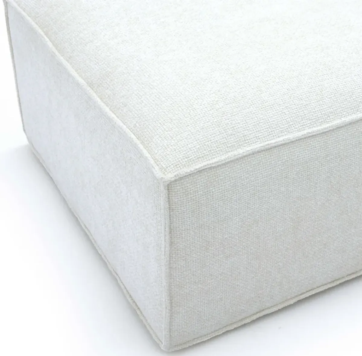 Mindy Cream Chenille Basketweave Ottoman