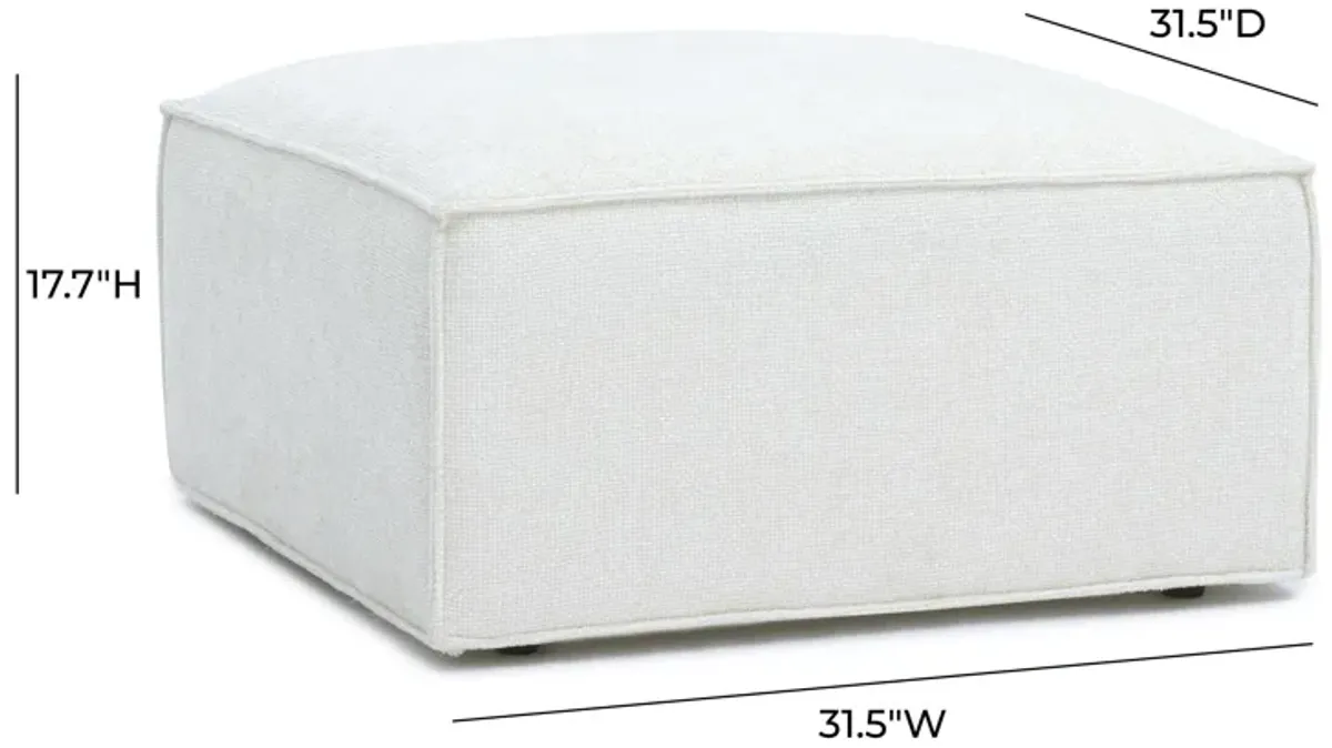 Mindy Cream Chenille Basketweave Ottoman