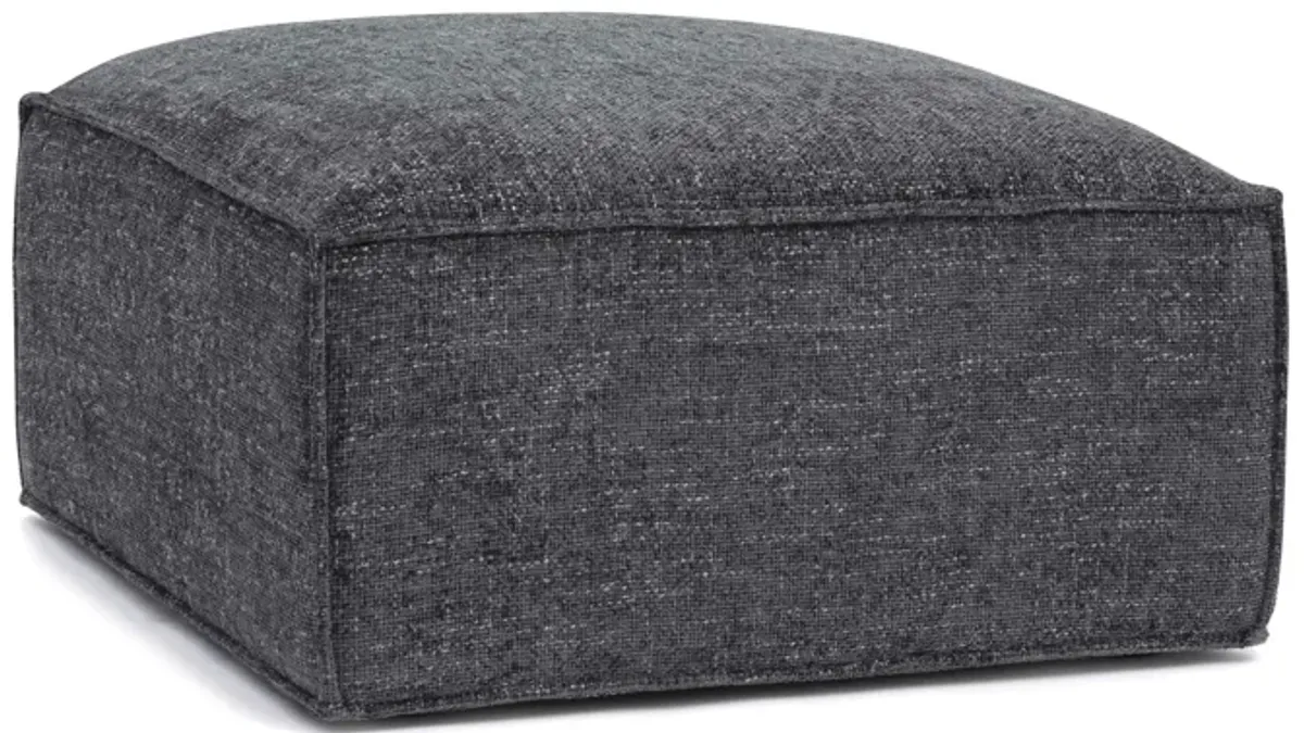 Mindy Charcoal Chenille Basketweave Ottoman