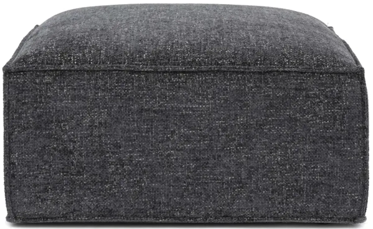 Mindy Charcoal Chenille Basketweave Ottoman