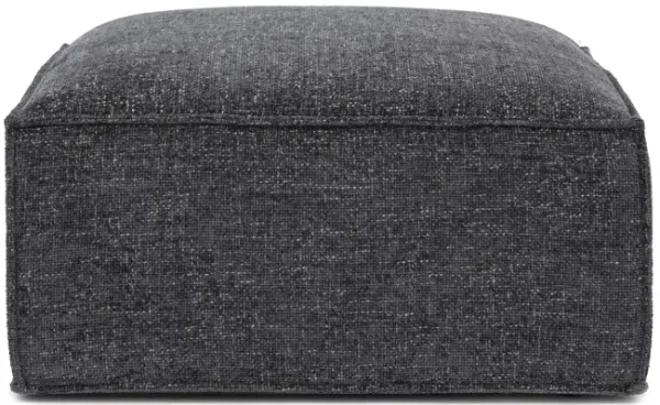 Mindy Charcoal Chenille Basketweave Ottoman