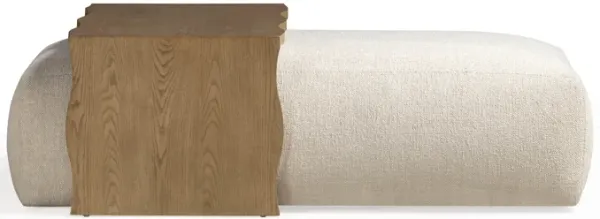 Spencer Cream Performance Basketweave Ottoman with Bridge Table