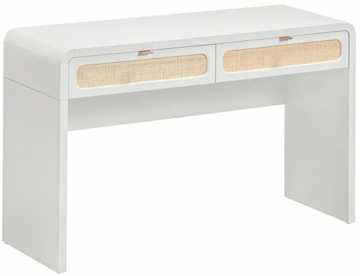 Patty White Rattan Console Desk