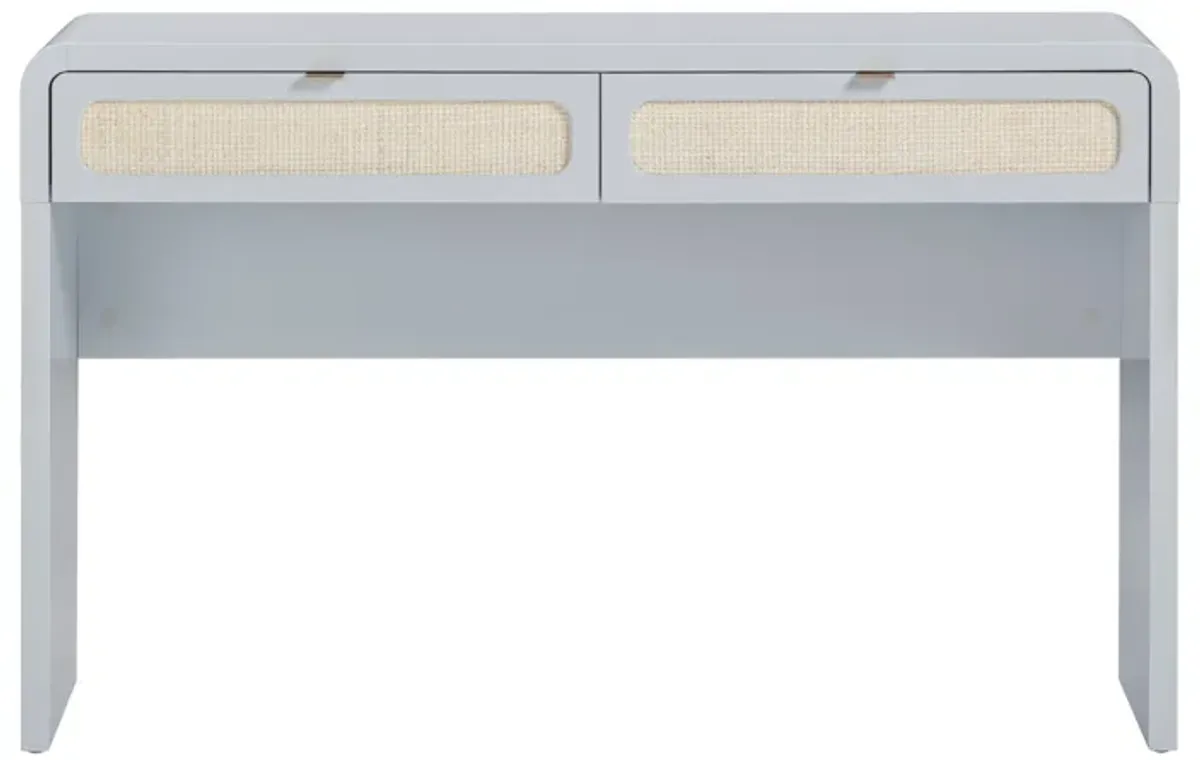 Patty Pastel Blue Rattan Console Desk