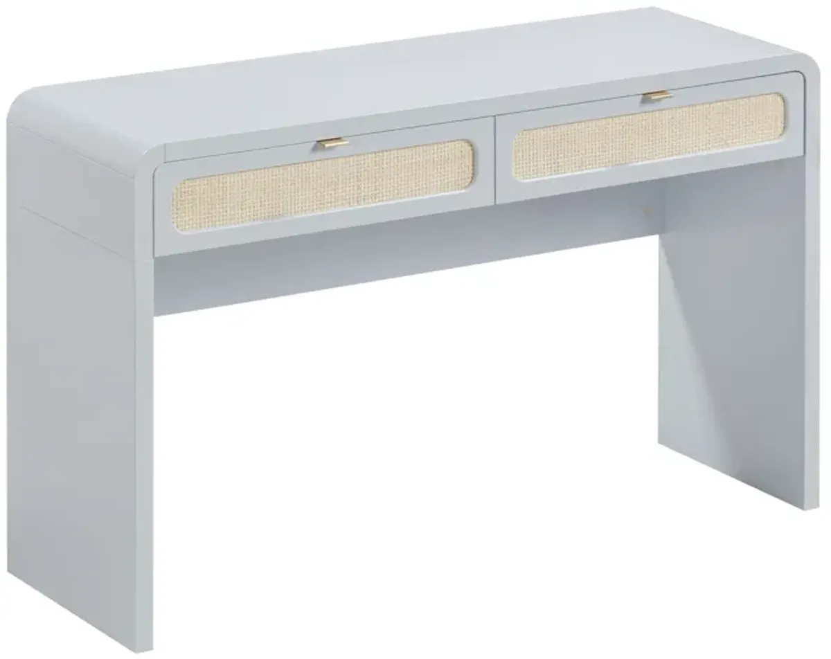 Patty Pastel Blue Rattan Console Desk