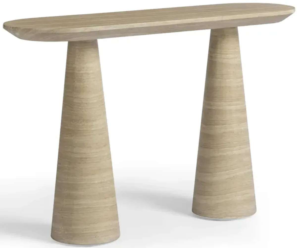 Sandra Faux Travertine Indoor/Outdoor Console Table