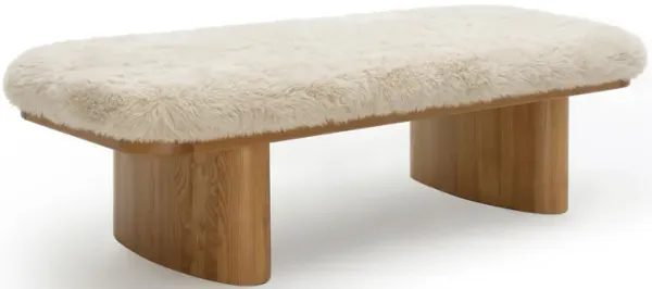 Ollie Natural Straight Vegan Shearling Large Bench