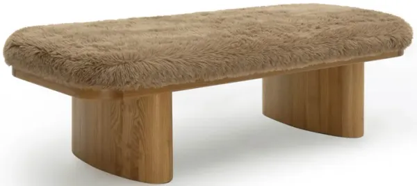 Ollie Taupe Straight Vegan Shearling Large Bench