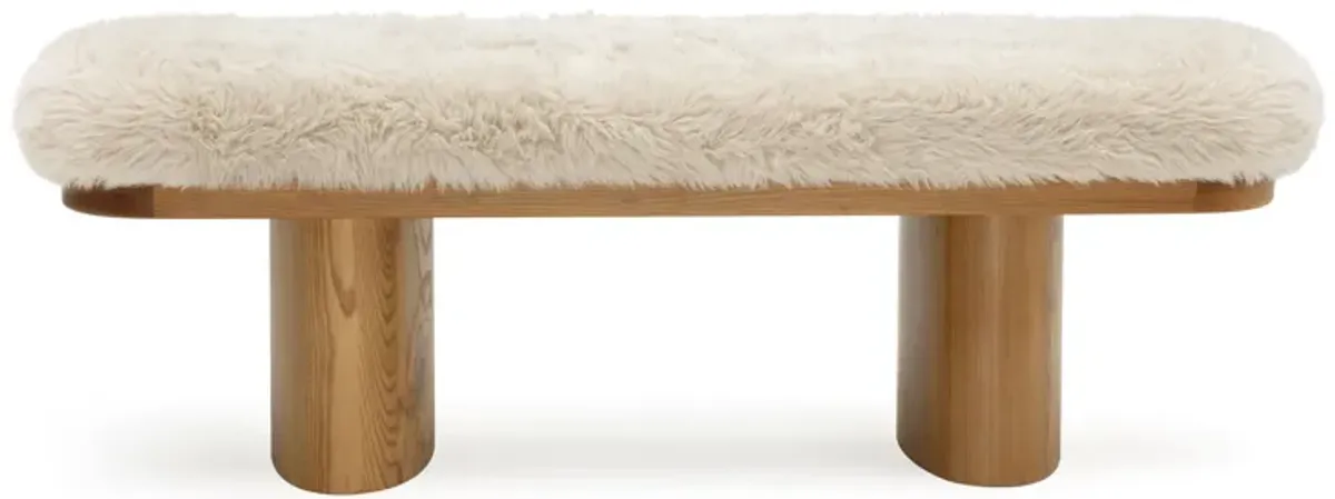 Ollie Natural Straight Vegan Shearling  Bench