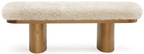 Ollie Natural Straight Vegan Shearling  Bench
