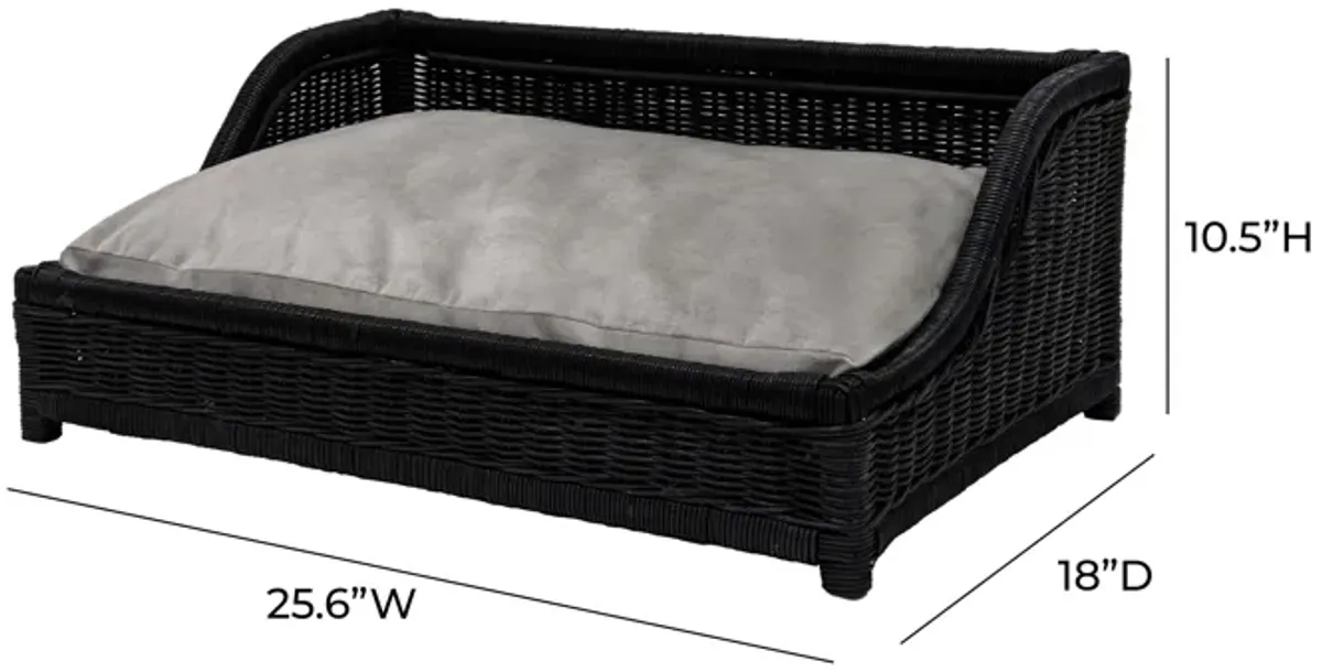 Poppy Black Rattan Small Pet Bed