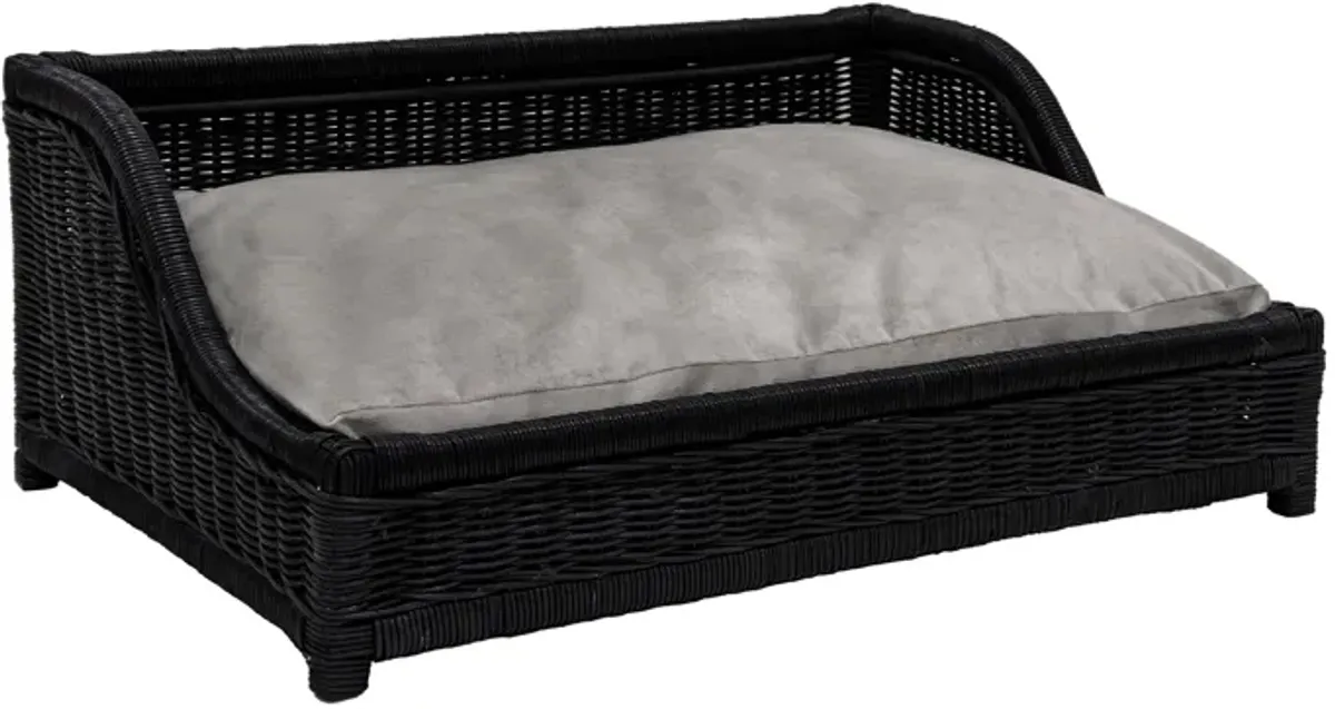 Poppy Black Rattan Small Pet Bed