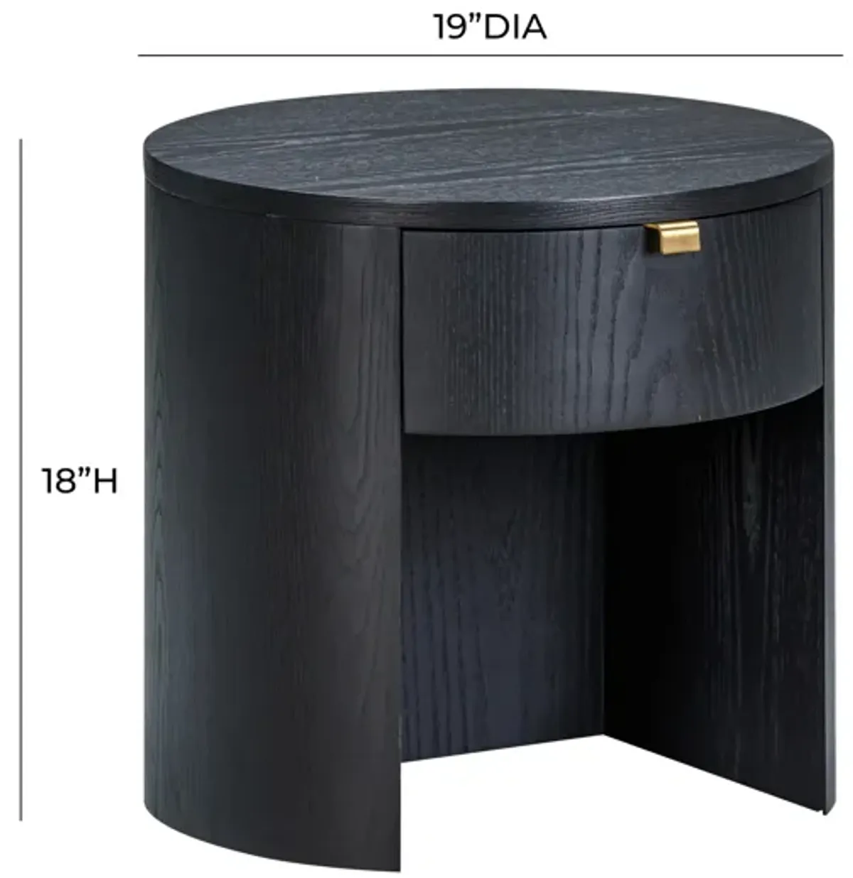 Marlow Black Wood Round Nightstand