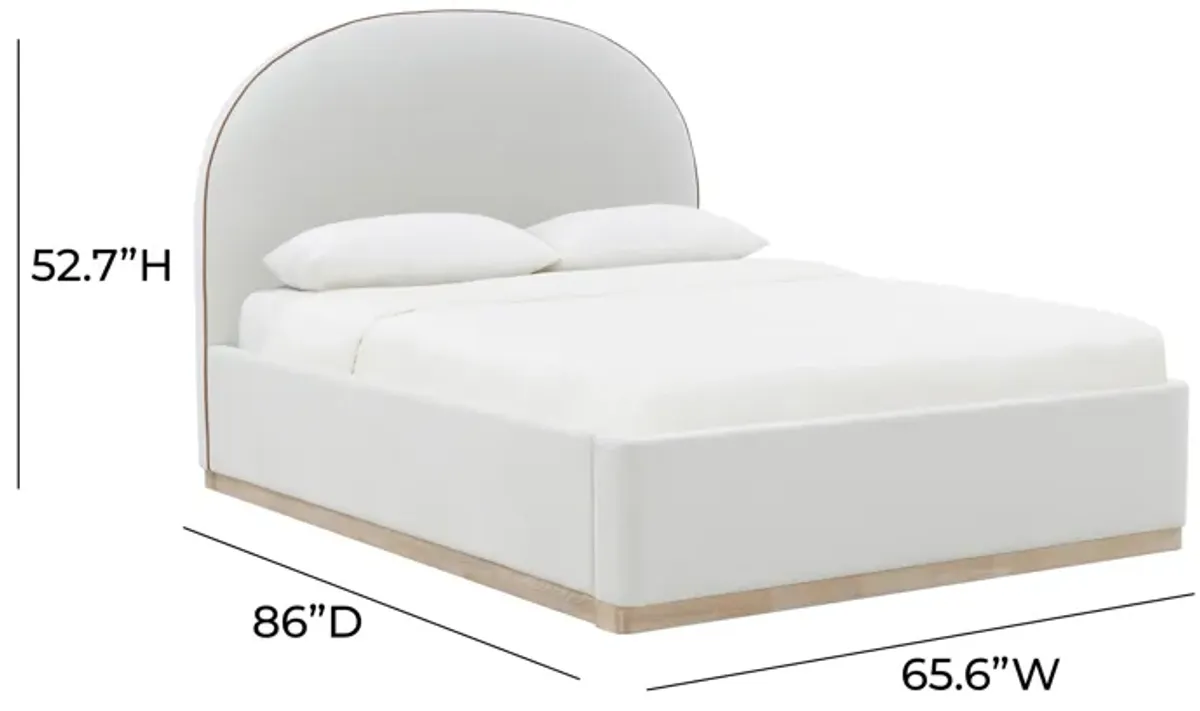 Marlow Cream Velvet Queen Bed