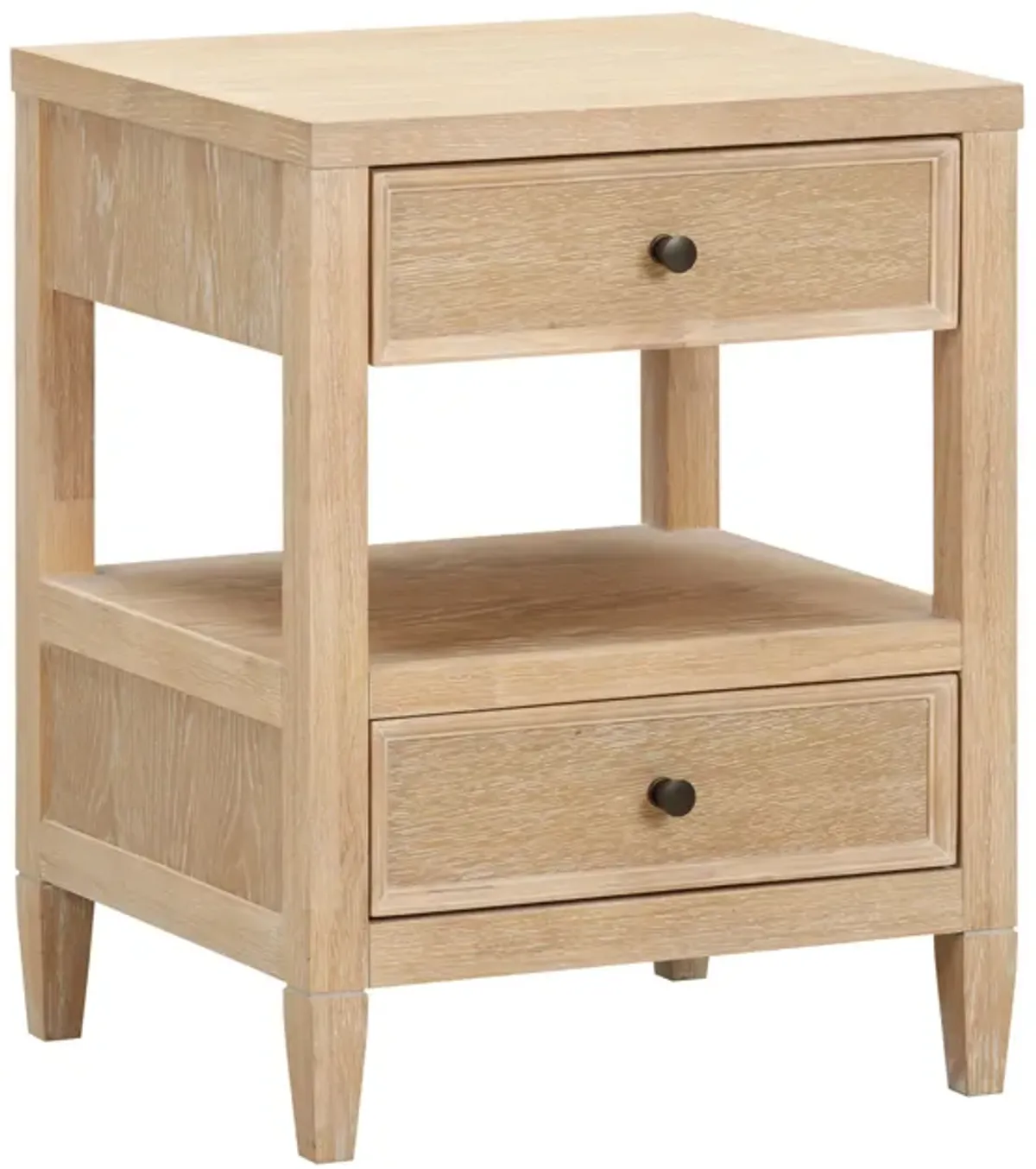 Bristol Park Whitewashed Oak Wood Open Nightstand