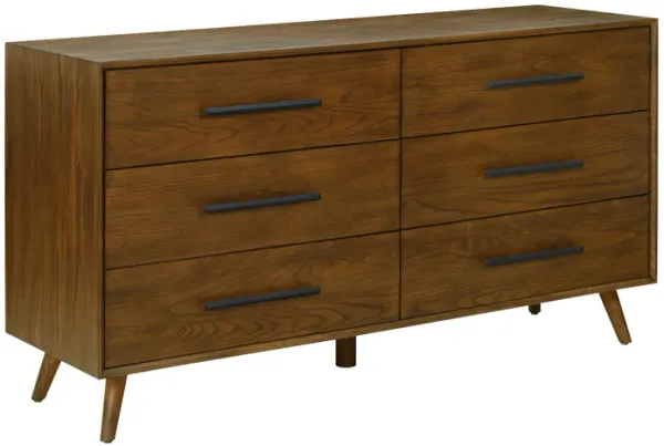 Emery Walnut 6 Drawer Dresser