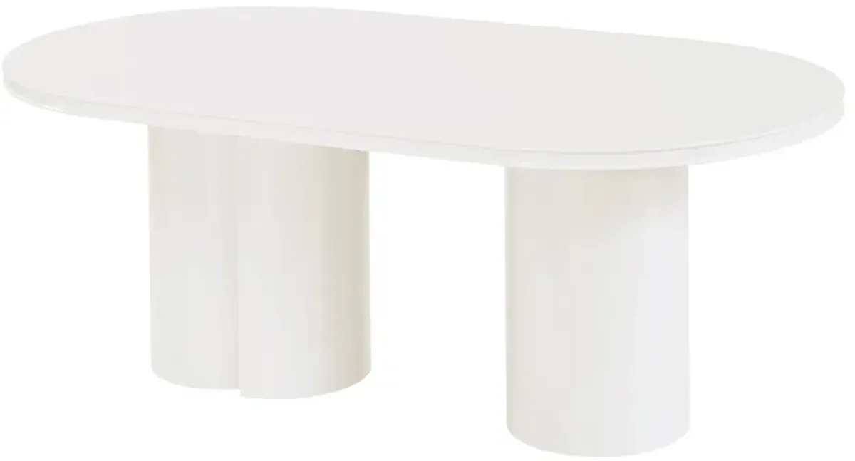 Elora White Lacquer Oval Dining Table