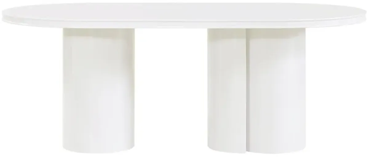 Elora White Lacquer Oval Dining Table