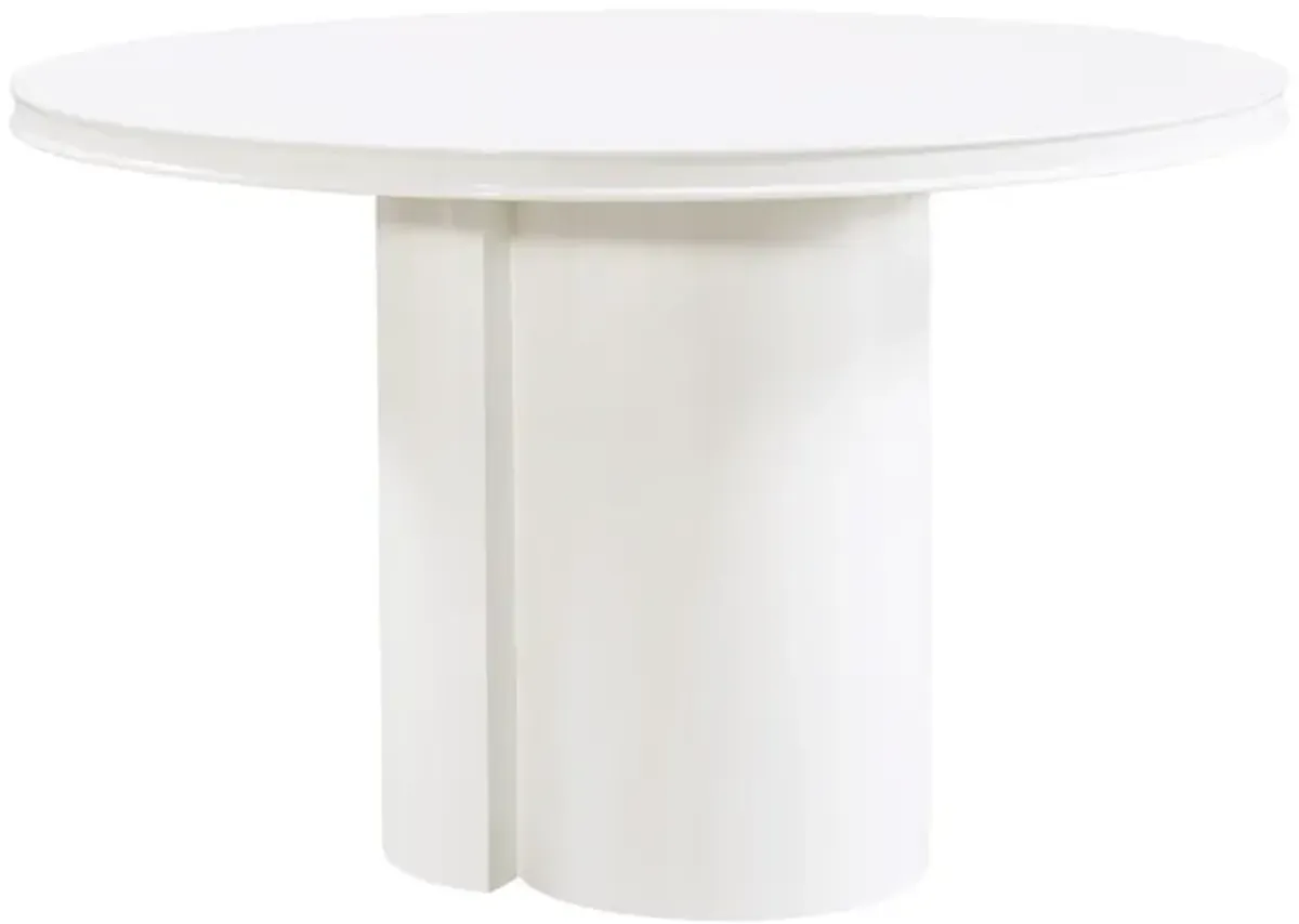 Elora White Lacquer Round Dining Table