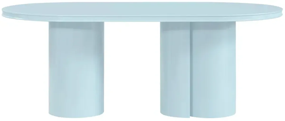 Elora Blue Lacquer Oval Dining Table