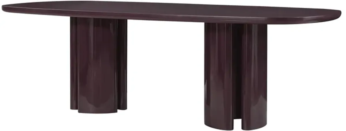 Zola Burgundy Lacquer Oval Dining Table