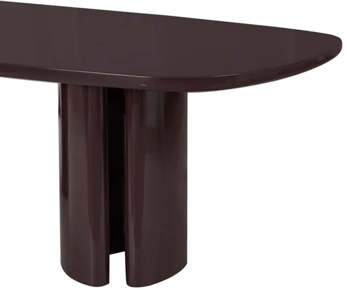 Zola Burgundy Lacquer Oval Dining Table