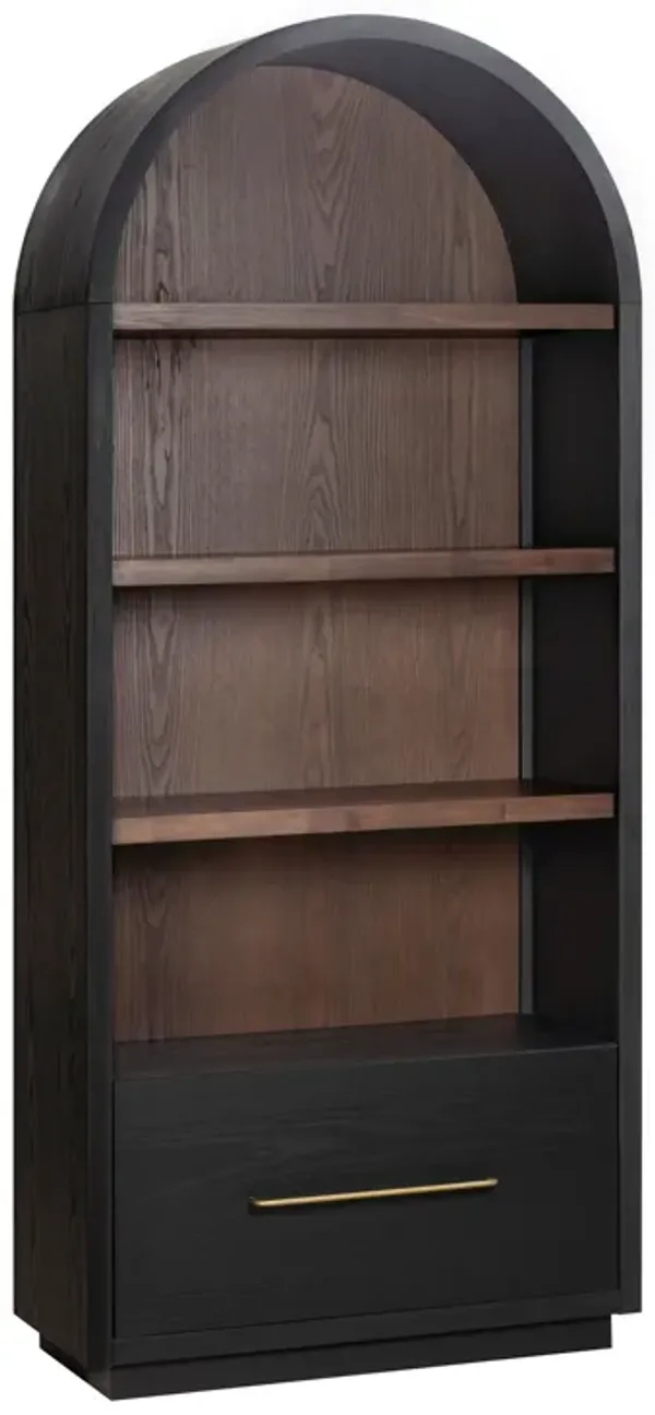 Marlow Black Wood Bookcase with File Drawer