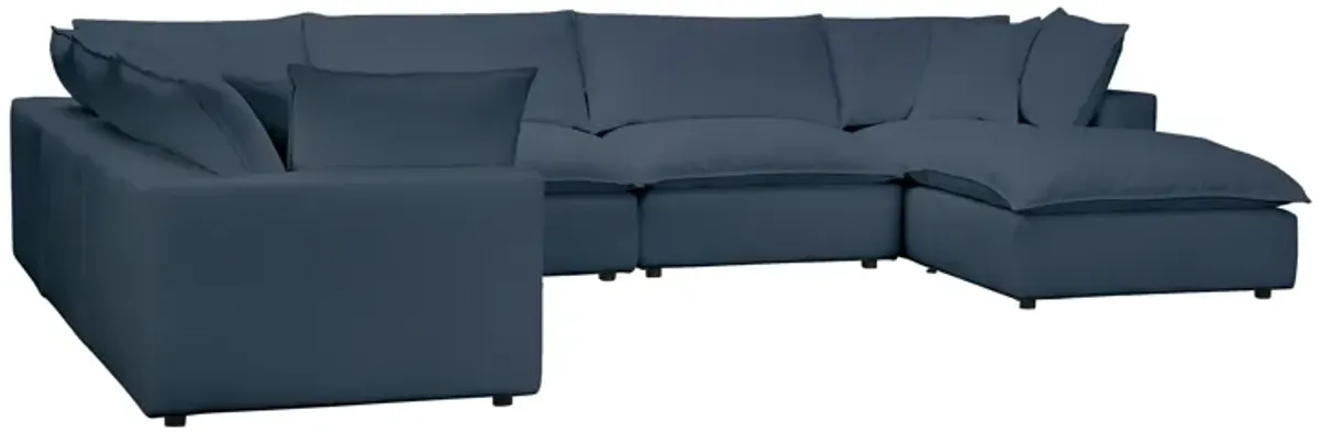 Cali Navy Performance Fabric Modular Large Chaise Sectional