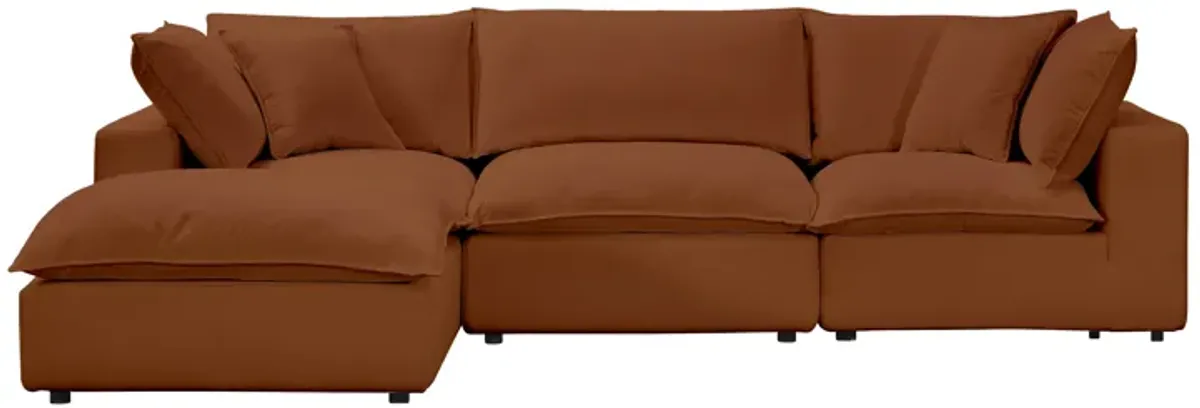 Cali Rust Performance Fabric Modular 4 Piece Sectional