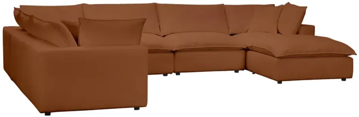 Cali Rust Performance Fabric Modular Large Chaise Sectional