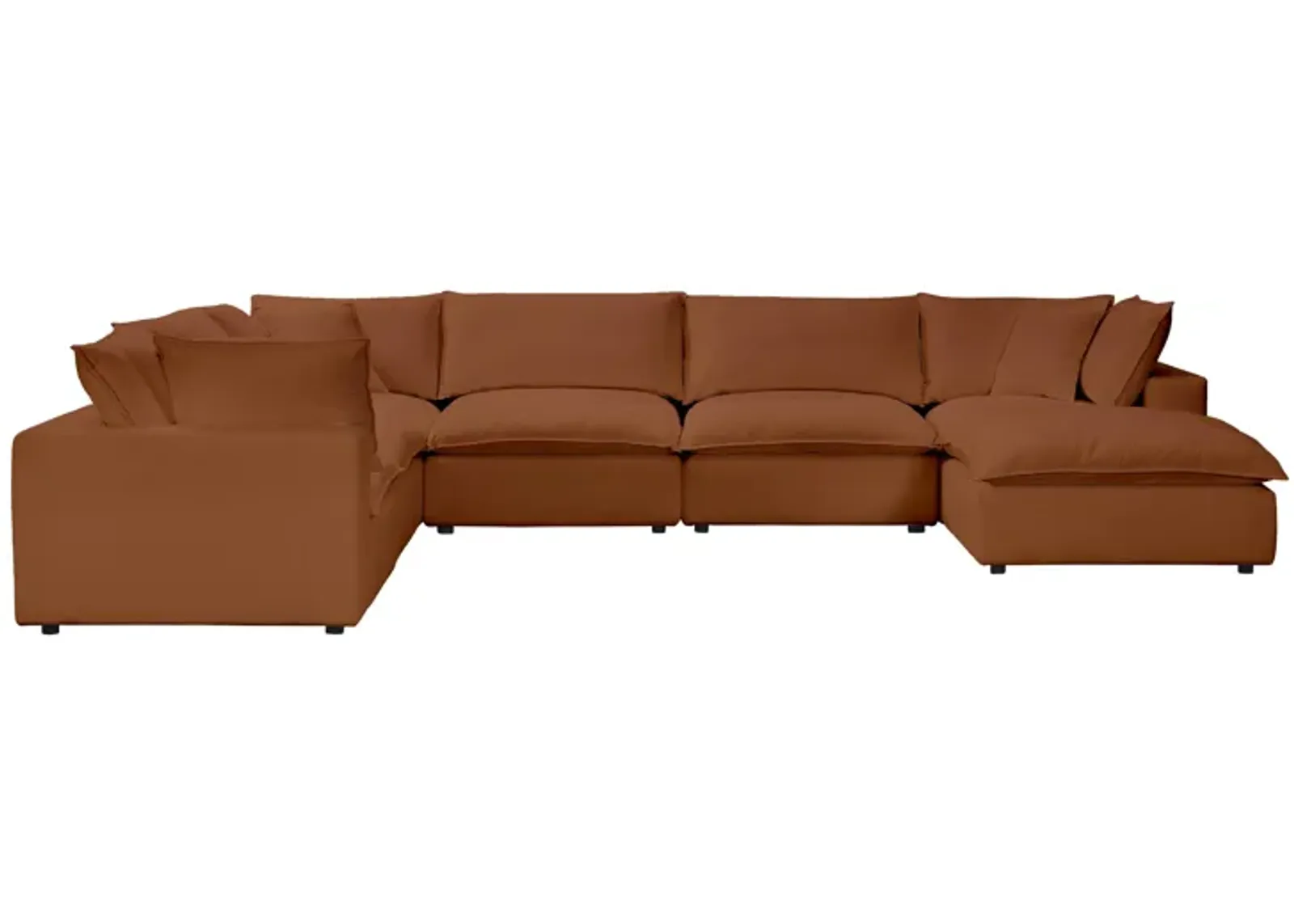 Cali Rust Performance Fabric Modular Large Chaise Sectional