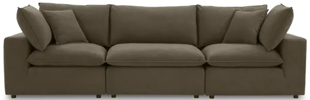 Cali Chocolate Brown Performance Velvet Modular Sofa