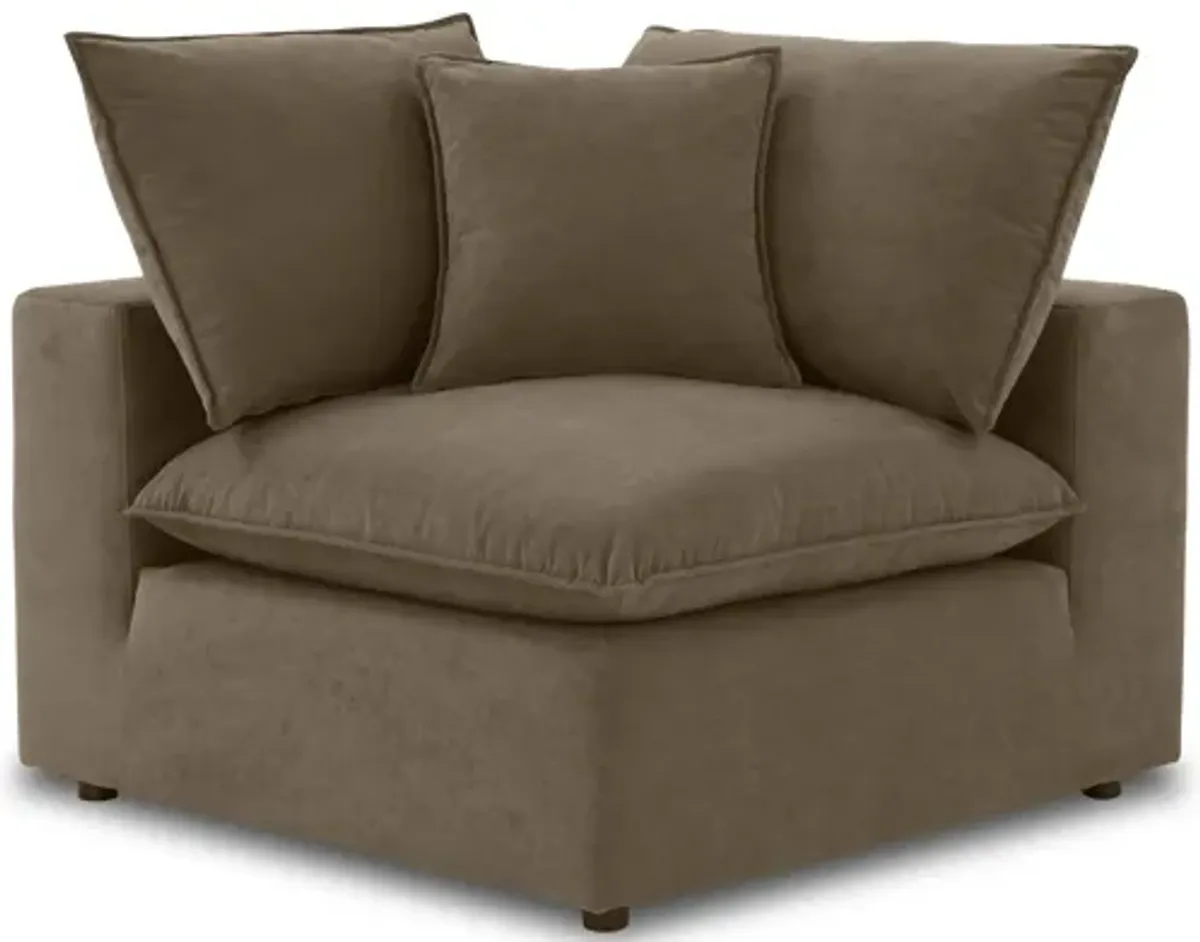 Cali Chocolate Brown Performance Velvet Corner Chair