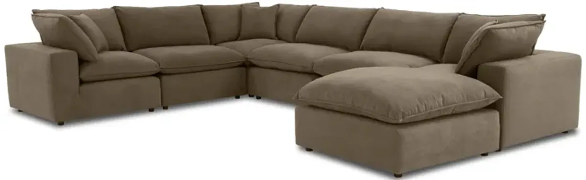 Cali Chocolate Brown Performance Velvet Modular Large Chaise Sectional